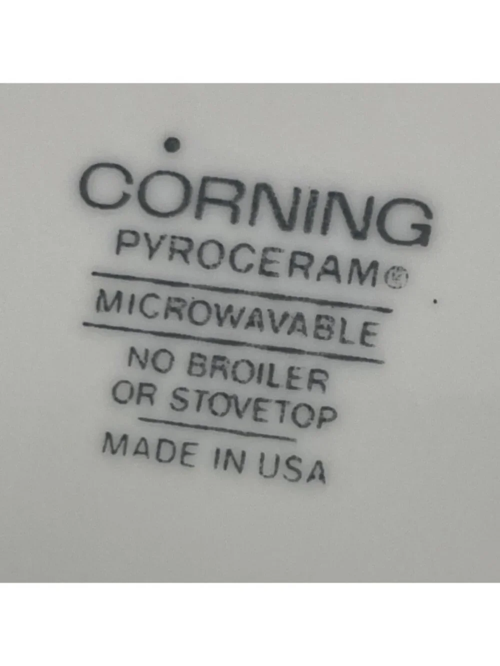 Vtg Corning Pyroceram Red Gray Bands 10-Inch Dinner Plate USA-Made Embossed